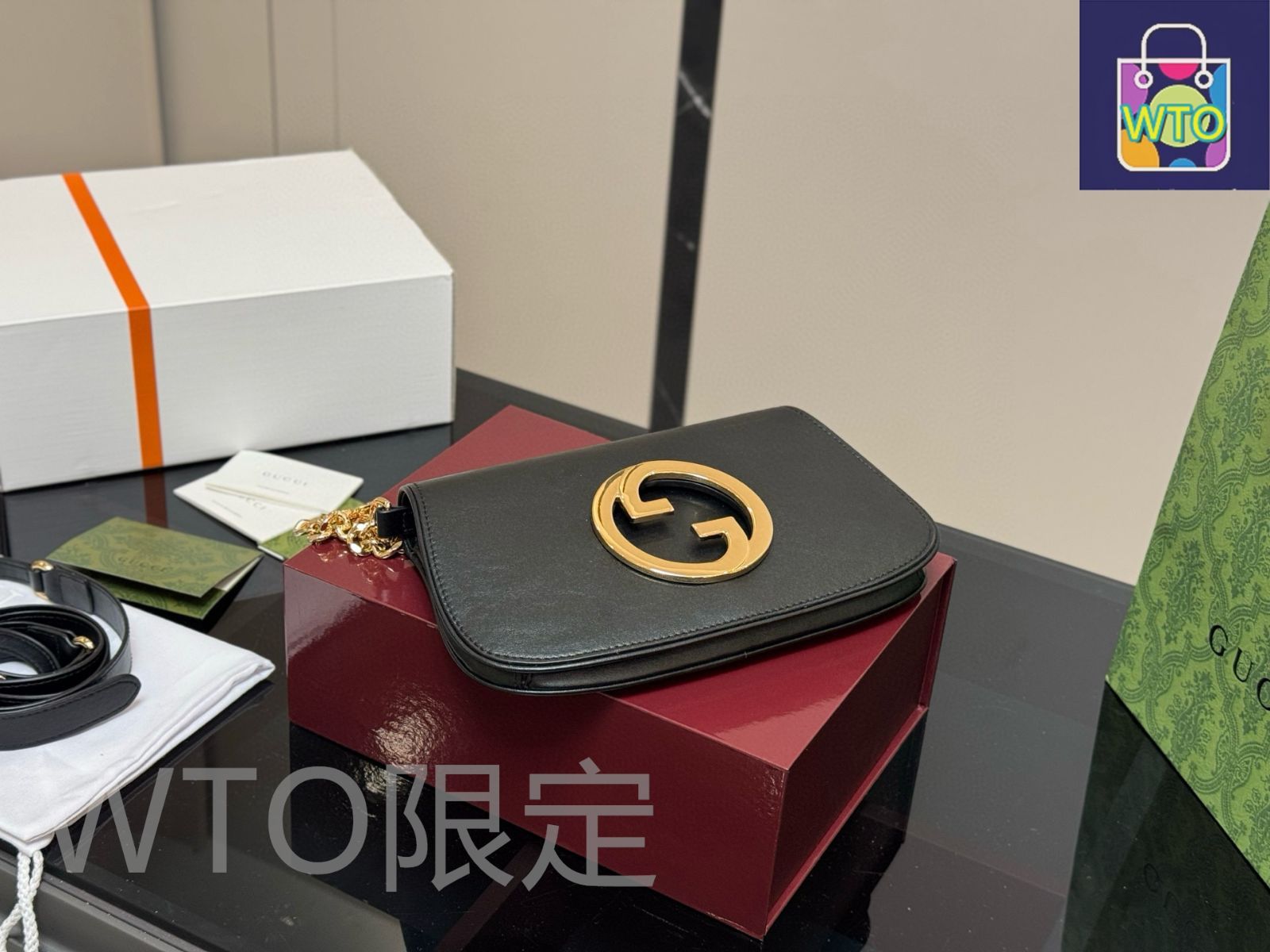にとびぃ グッチ BLNOBLE セット グッチ ホースビット 1955〕ミニバッグ ・ベージュ＆ホワイト GG