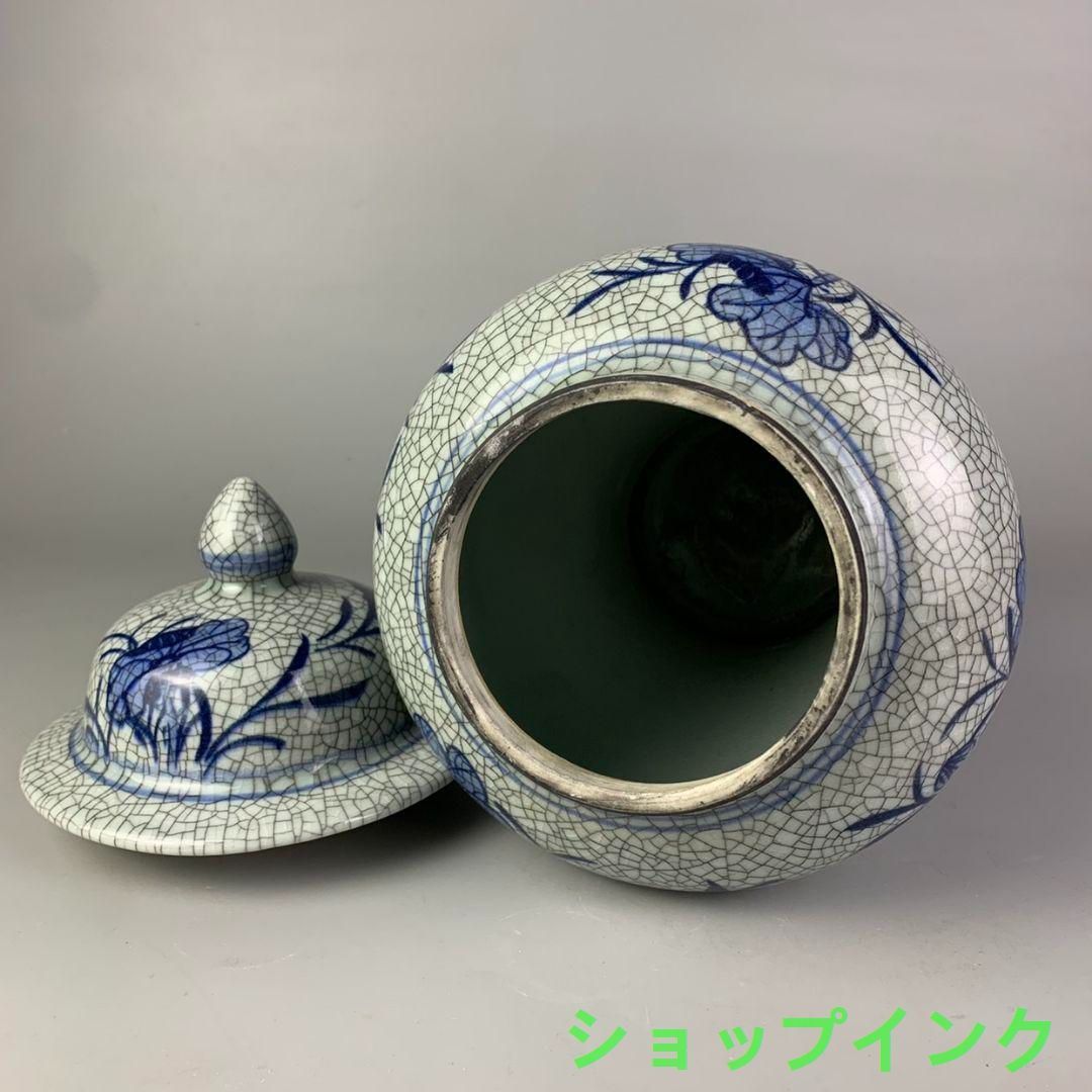 青花荷花?将軍缶 景徳鎮 陶磁器 装飾品工芸品 美術品 置物 - メルカリ