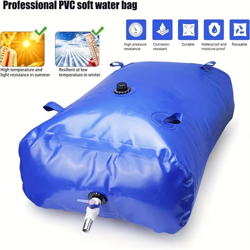 携帯用水容器 ポータブル 350.0L 水バッグ PVCボールバルブ付き 厚手の折りたたみ式 アウトドアキャンプ 火災緊急時 農業灌漑 園芸メンテナンス 液体保管 輸送ビジネスに適しています