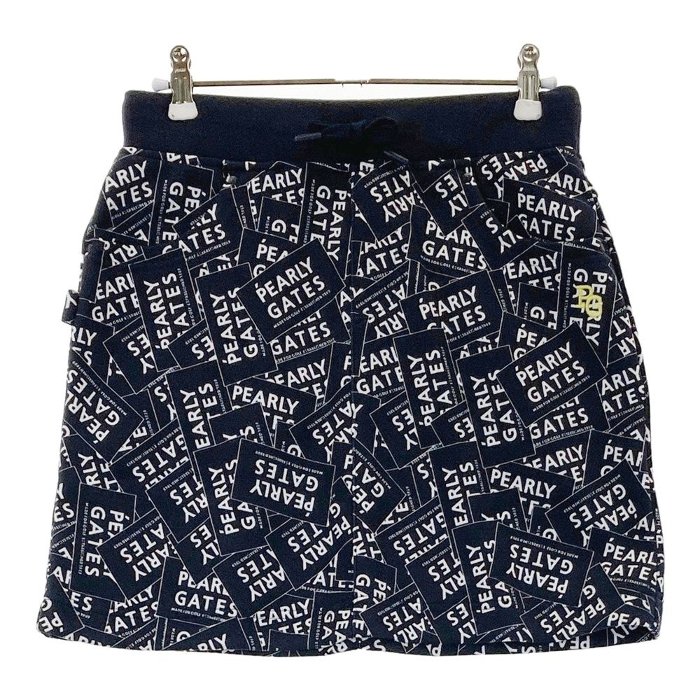 サイズ 0 PEARLY GATES パーリーゲイツ 055-1234816 スカート ステッカーロゴ柄 ネイビー系 240101535128 ゴルフウェア レディース ストスト