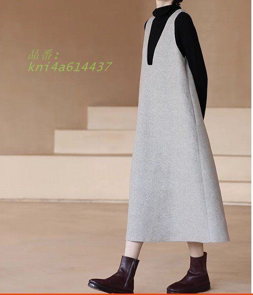 大人ジャンバースカート 前後自由自在 ウール混紡 フ スカートひざ下丈 ゆったり 変形デザイン 通勤通学20代30代40代50代60代 ミモレ丈 kni4a614437