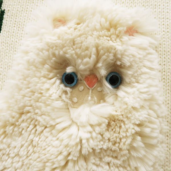 美品☆MUVEIL ネコモチーフカーディガン ペルシャ猫 オフホワイト 38