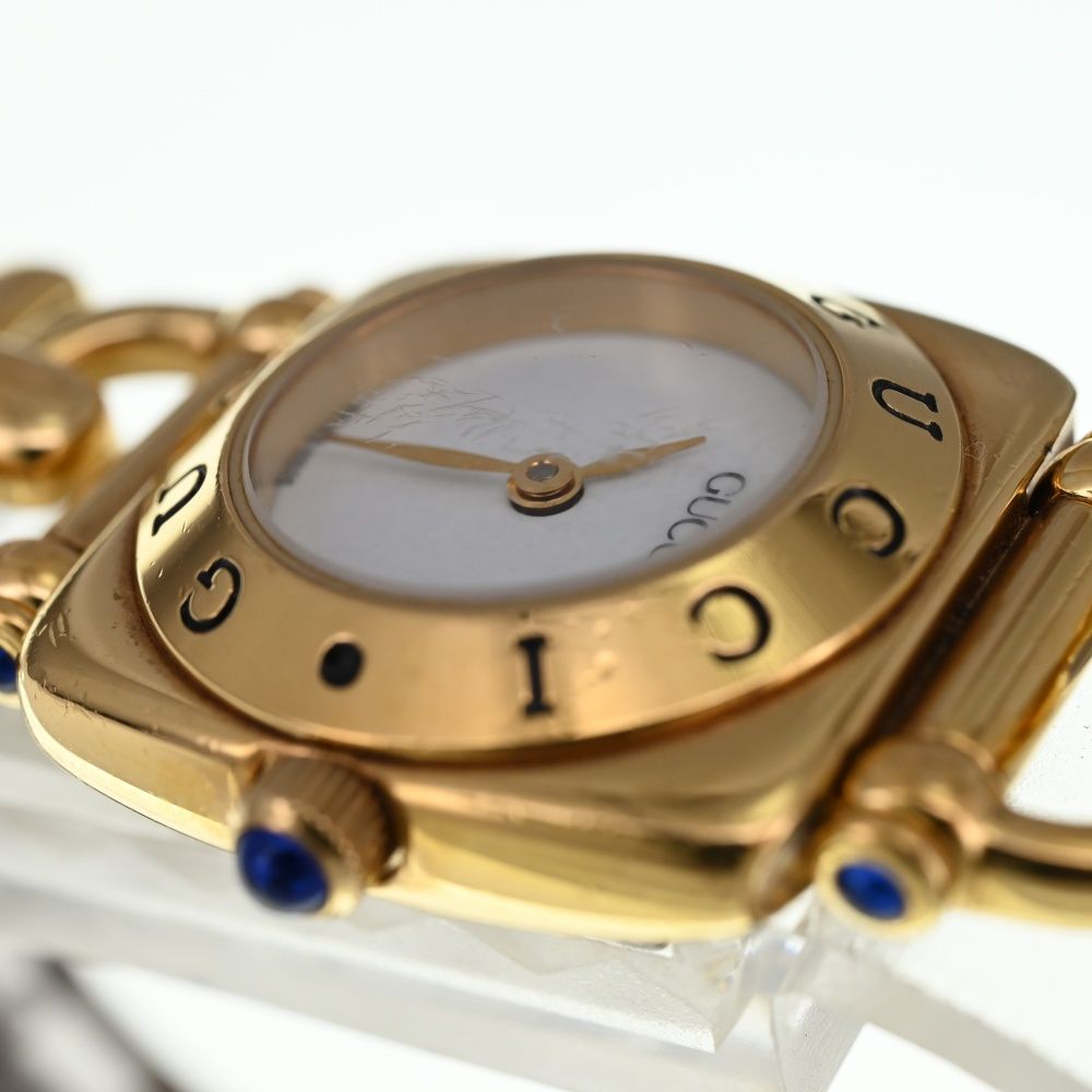 グッチ GUCCI 6300L ホースビット GP/レザー クォーツ レディース C