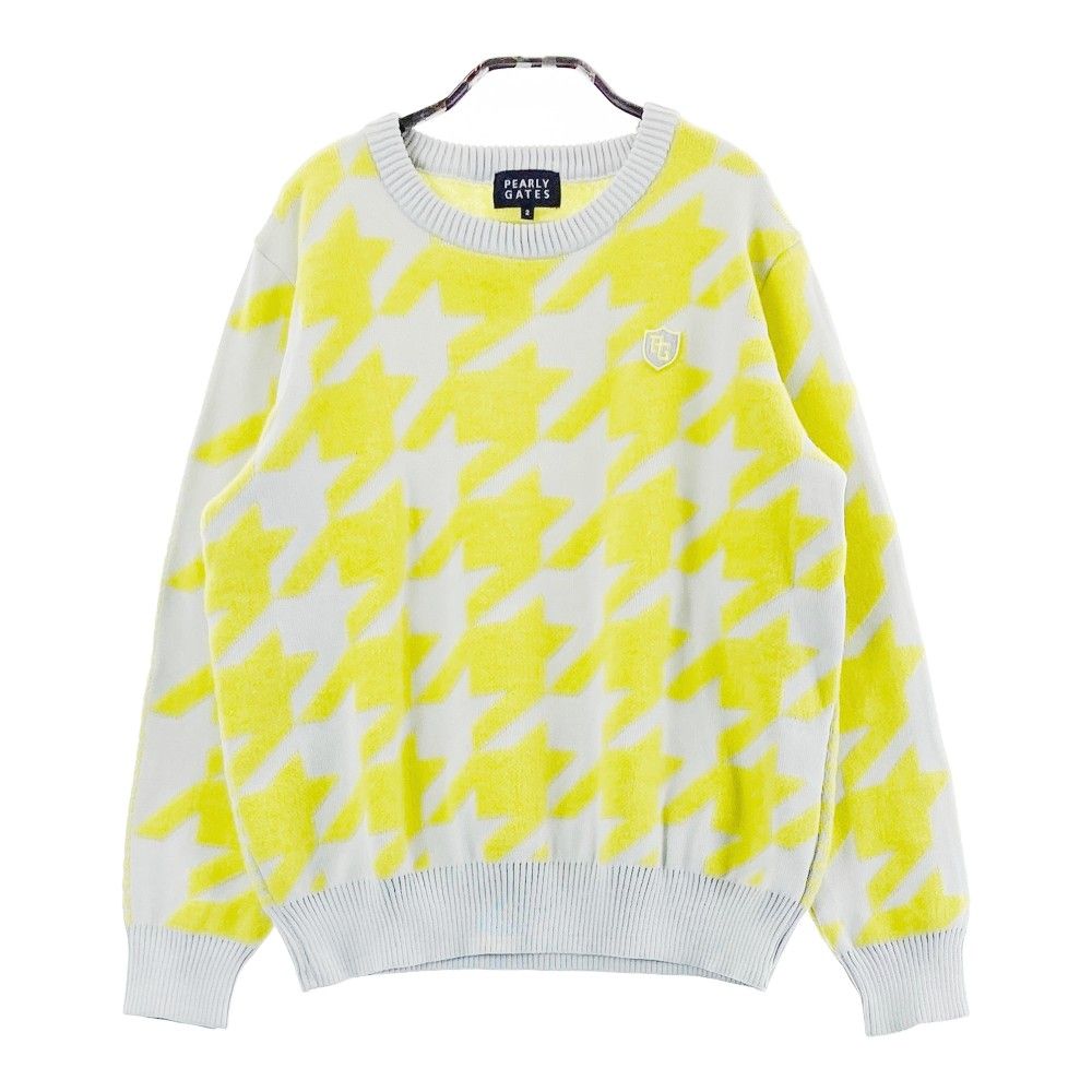 サイズ：2 PEARLY GATES パーリーゲイツ ニットセーター 千鳥柄 グレー