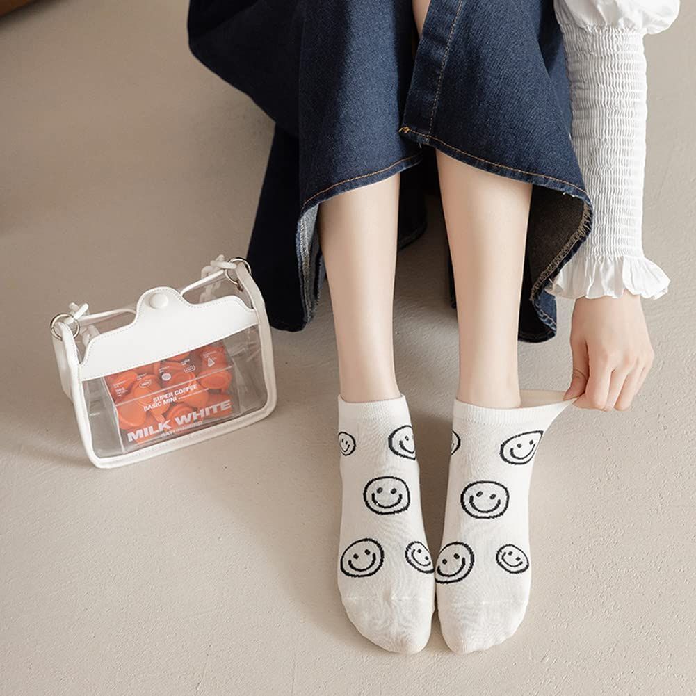  22 25 cm 5足セット 春夏秋冬用 通学 通勤 JK カートン 花柄 笑顔 猫柄 綿 スポーツソックス 女の子 くるぶし スニーカーソックス ソックスレディース 靴下 FASELE クッキングセット 靴下 アウトドアウェア小物