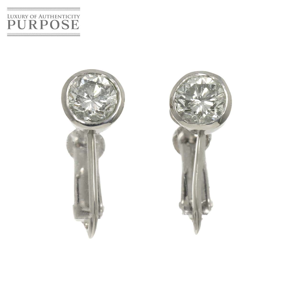 ダイヤ 0.566ct|0.587ct イヤリング Pt プラチナ Diamond Earrings Clip on 90298604