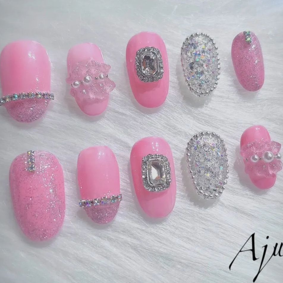 ネイルチップ オーダー ピクシー ガーリー 韓国 パープル マグネット