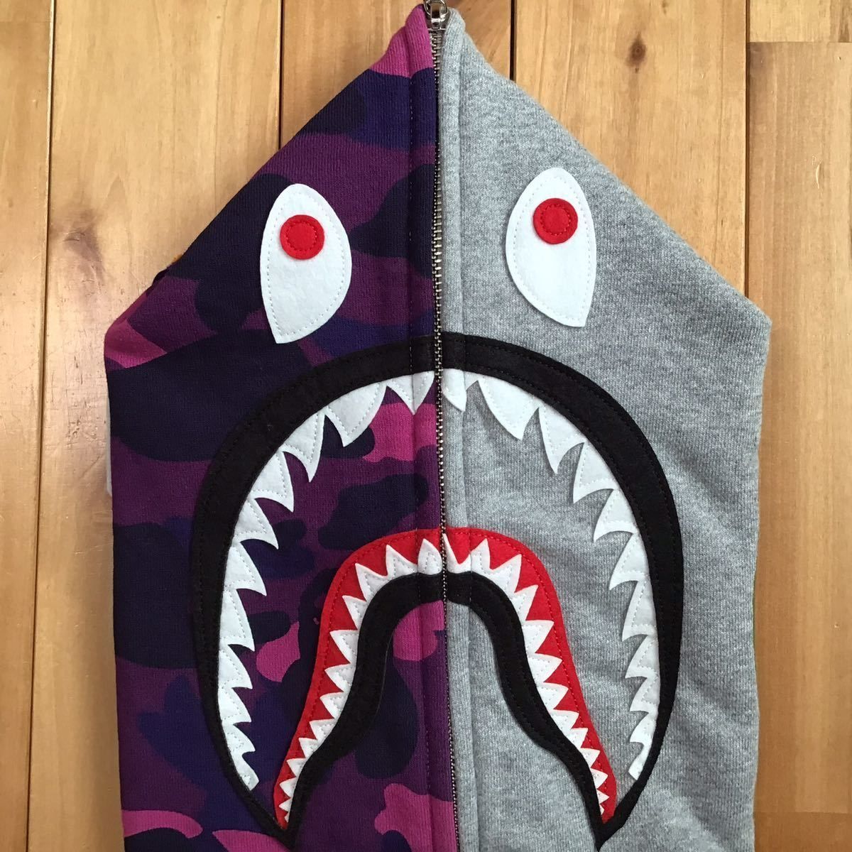 Purple camo × グレー シャーク パーカー Mサイズ shark full zip 