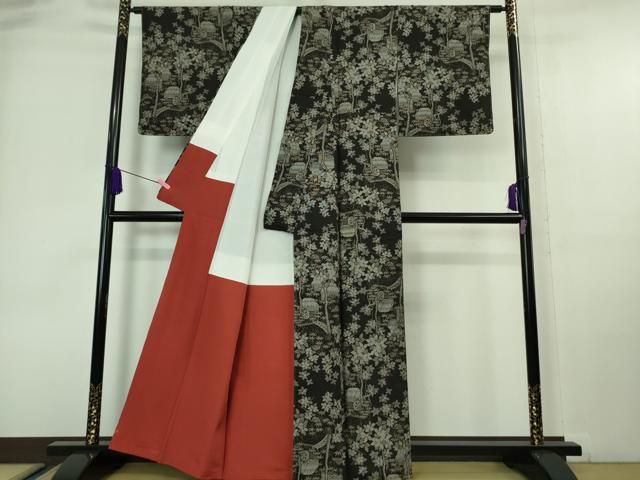 平和屋着物□極上 本場大島紬 9マルキ 古代染色純泥染 水車小屋 茂田絹