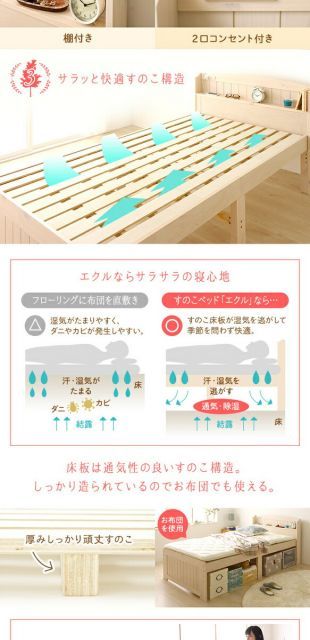 ホワイトウォッシュ シングル ベッドフレームのみ ベッド ホワイト