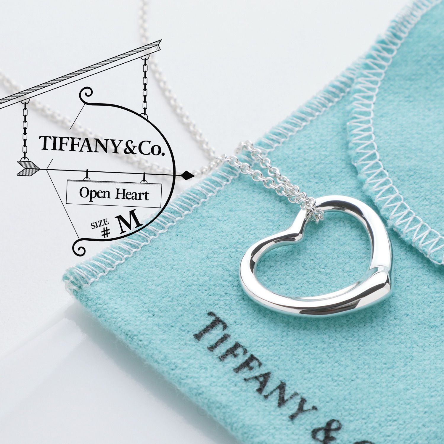 Tiffany ラージオープンハートネックレス美品-