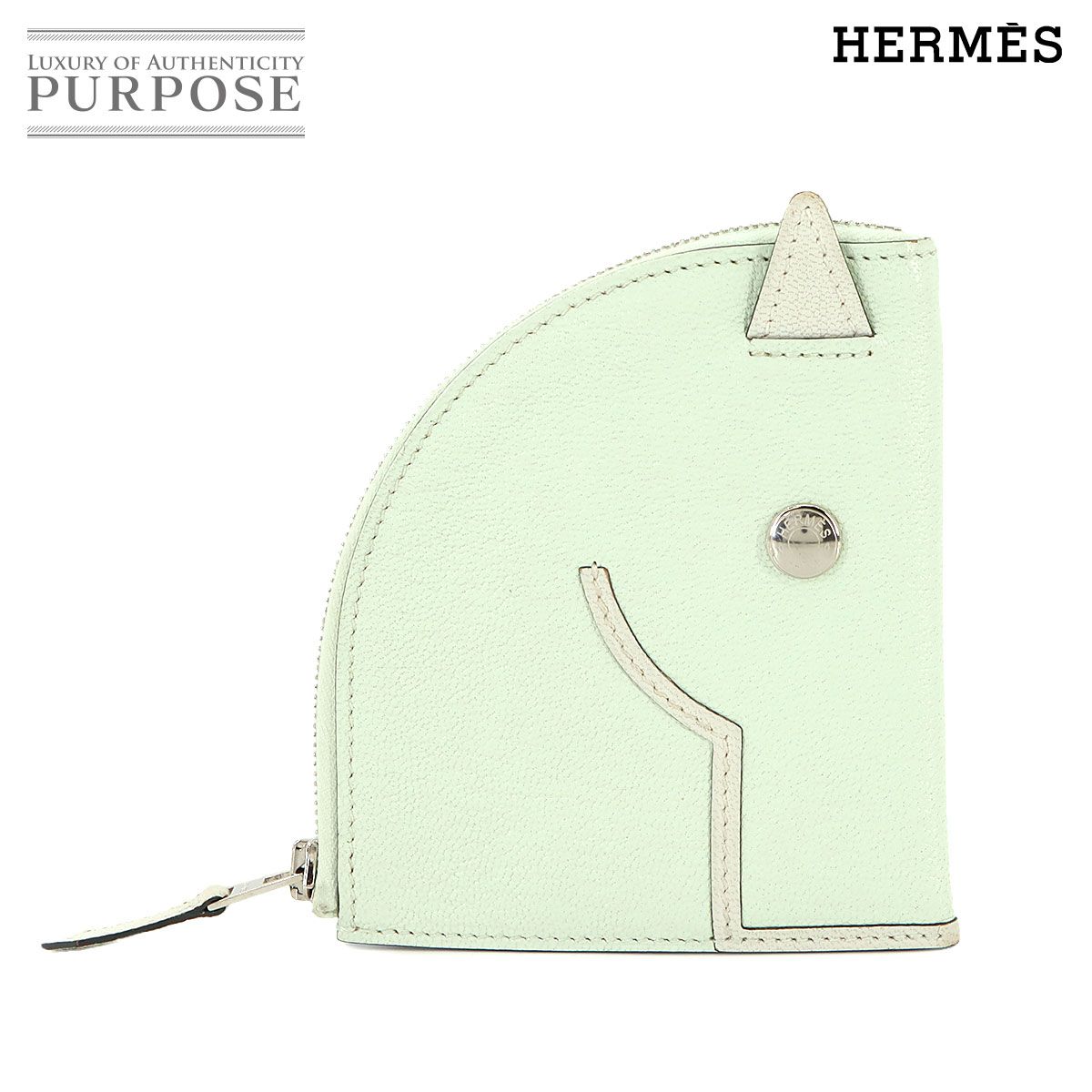 エルメス HERMES パドック コインケース シェーブル ヴェールフィズ マッシュルーム U刻印 シルバー 金具 90278205