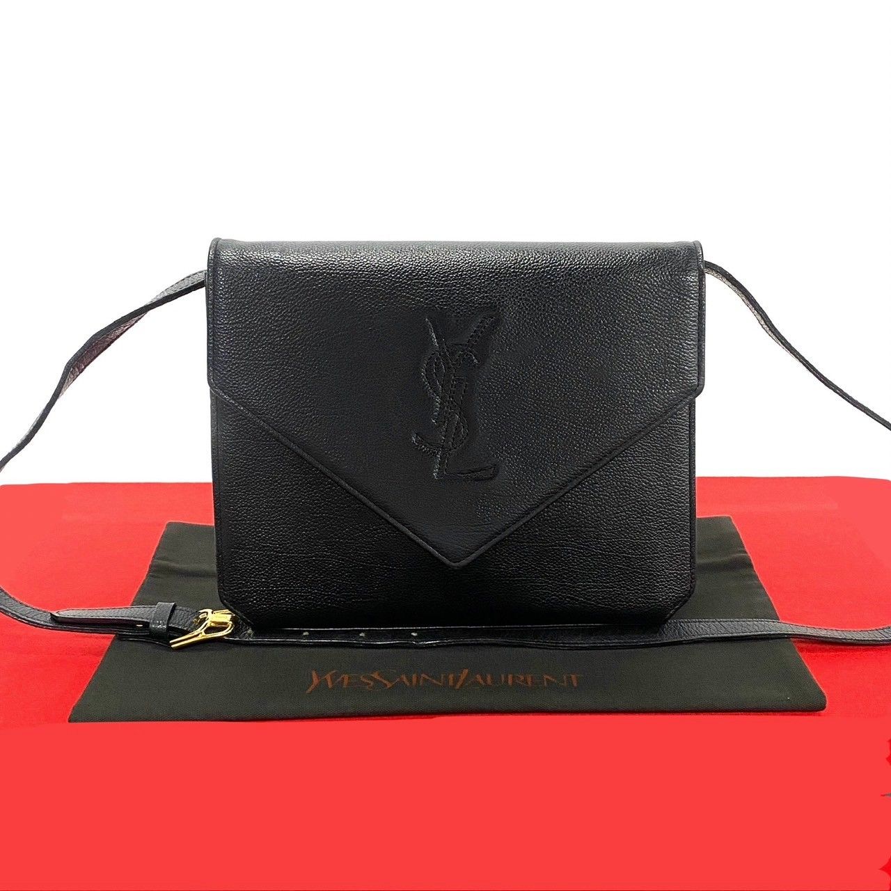 SAINT LAURENT【サンローラン】ブラック ポシェット Yves Saint Laurent 極 美品 希少品 YVES SAINT LAURENT イヴ
