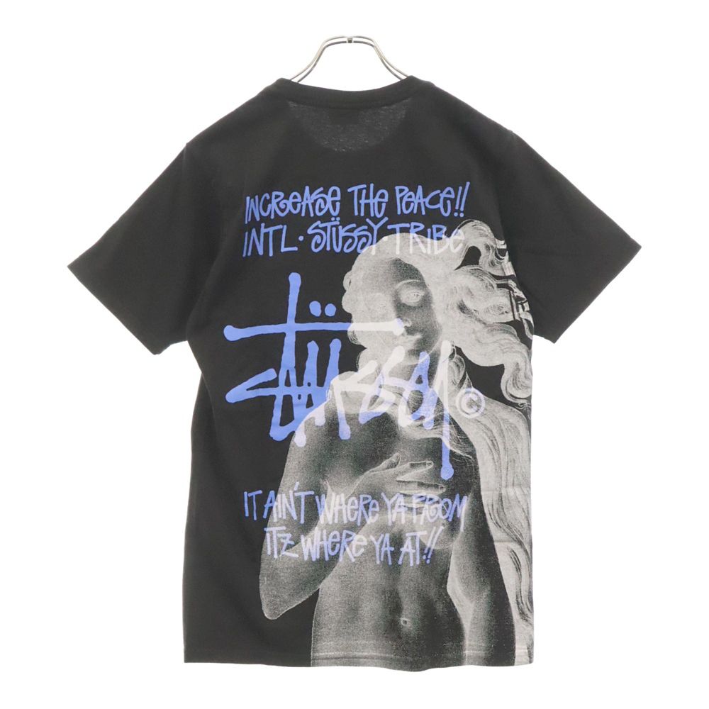 STUSSY (ステューシー) IST Venus Pig. Dyed Tee バックロゴプリント半袖Tシャツ カットソー ブラック