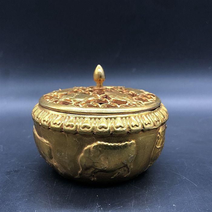 銅 細工 ?金五牛図薫香炉 茶道具 香道具 装飾品 工芸品 置物