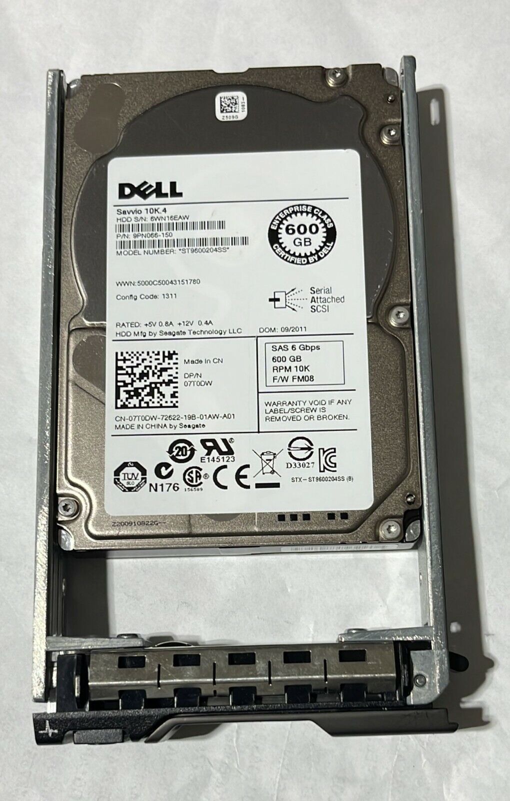 Dell ST9600204SS-7T0DW SEAGATE 600GB 内蔵 10000RPM 2.5 HDD SAS