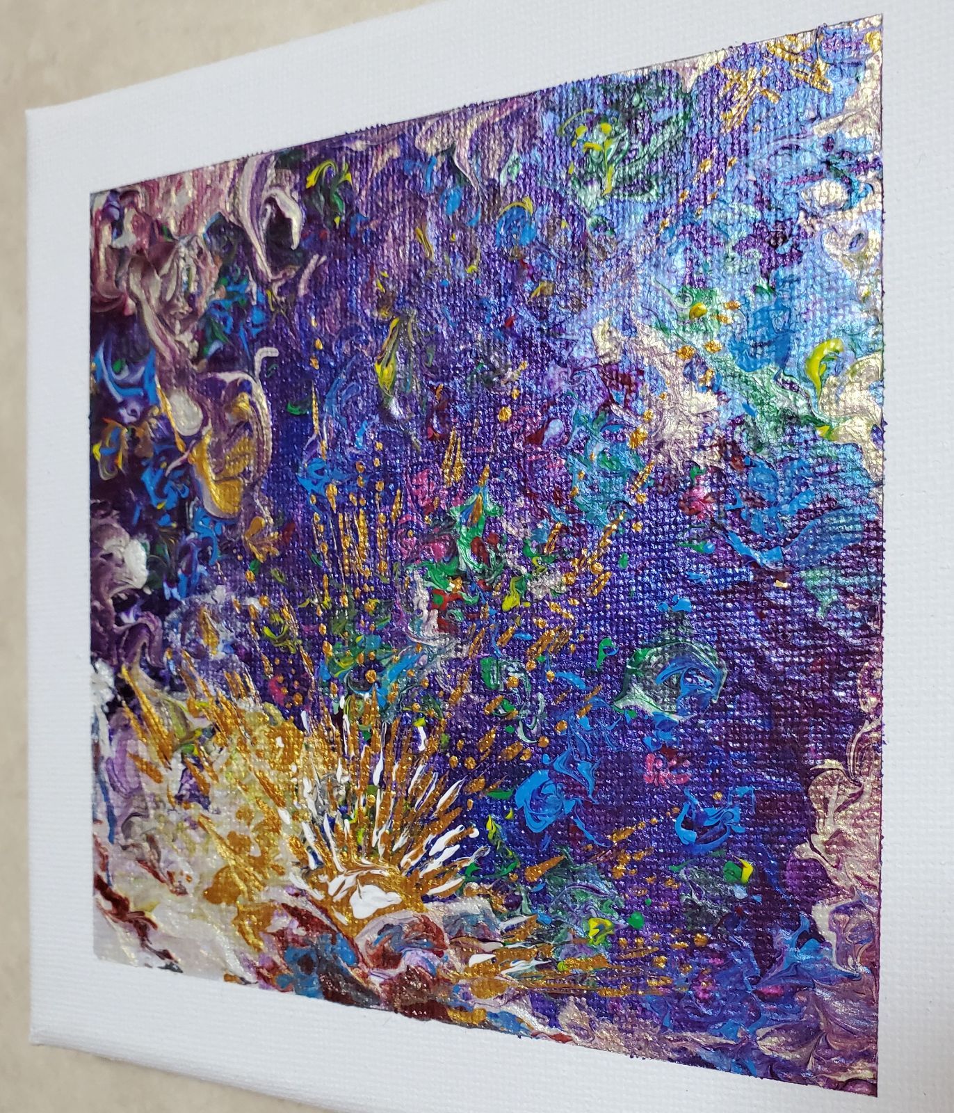 №､4【 太陽の一滴 】 15×15 厚1.5cm　テクスチャーアート　ニュアンス アート　インテリア　絵画　太陽　宇宙　海　空