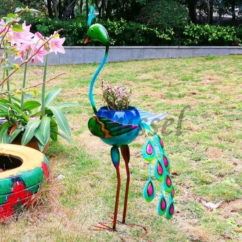 植木鉢 孔雀 フラミンゴ 鶴 鳥 動物 屋外 庭 置物 オブジェ インテリア おしゃれ 大型 フラワーポット 丸型 ガーデニング 金属 - メルカリ