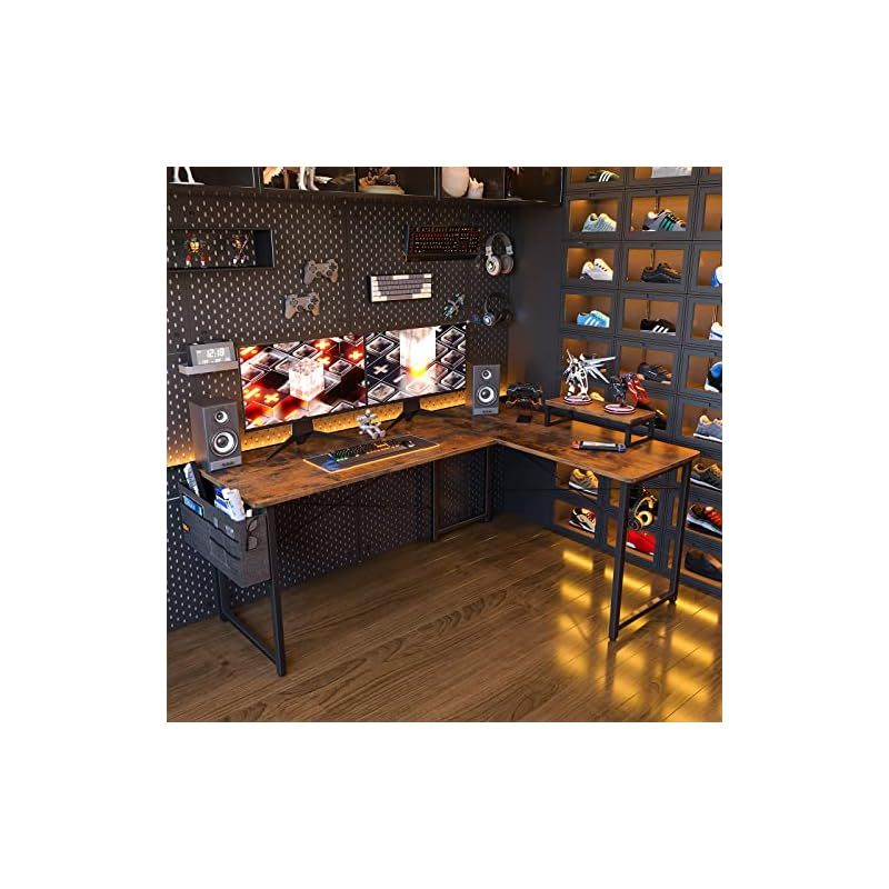 ODK l字デスク パソコンデスク ゲーミングデスク L字型 幅146cm×奥行