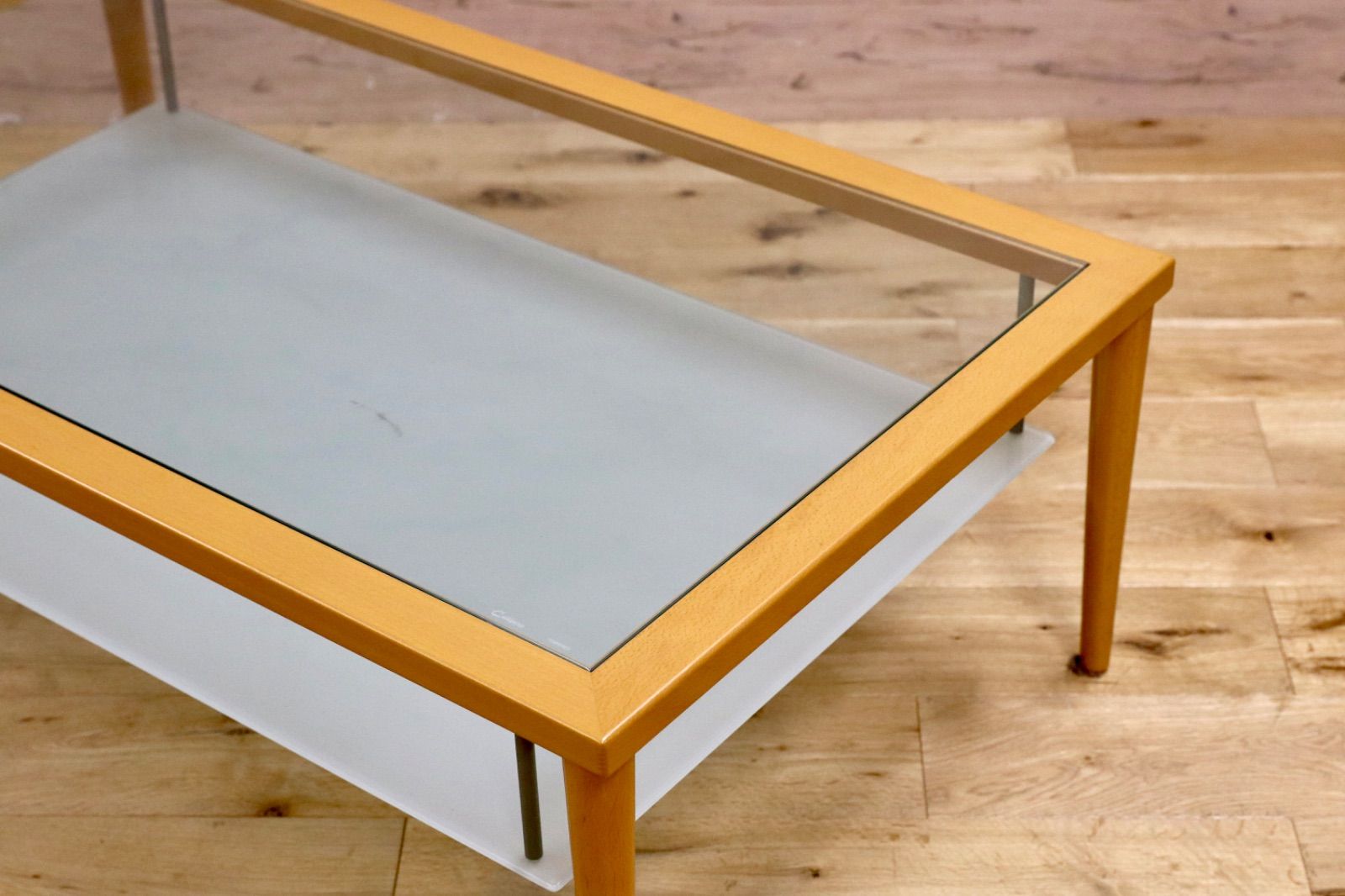 GMIH274 Calligaris カリガリス センターテーブル リビングテーブル ガラステーブル ビーチ材 イタリア製 スタイリッシュ モダン MARWIL-DEMENAGEMENTS_CH