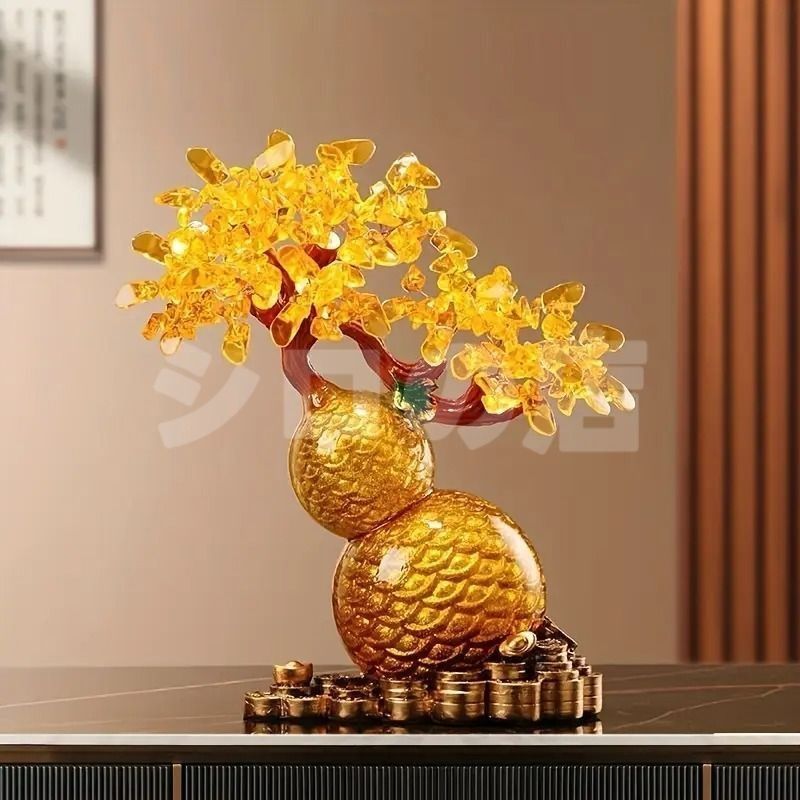 金のなる木 瓢箪 黄金木 クリスタルツリーゴールド 金 黄金 招財木 ひょうたん 福 開運 風水 幸運 健康 運気向上 繁栄 伝統的 金運 財運 商売?盛 厄除け 幸福
