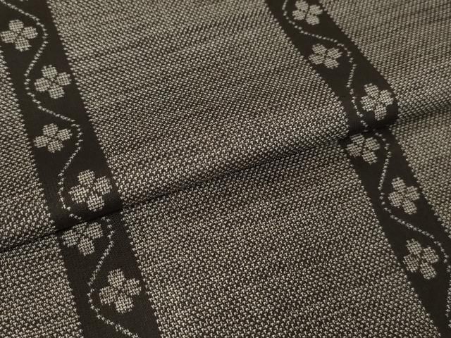 平和屋着物○本場大島紬 カタス9マルキ 変わり縞花文 正絹 逸品