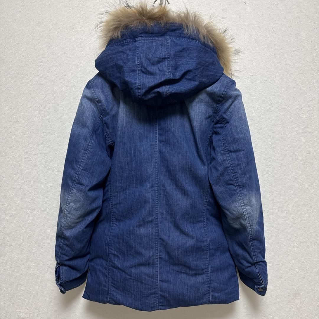 ラトルトラップ デニム ダウンジャケット ペイズリー柄 リアルファーL KANDAIZUMI_COM