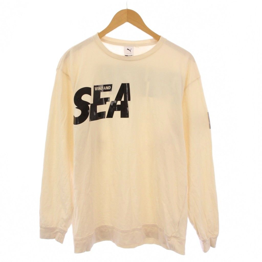 ウィンダンシー WIND AND SEA PUMA LS TEE Eggnog ロングスリーブTシャツ ロンT 長袖 クルーネック ロゴ M アイボリー 530901-02 |BB