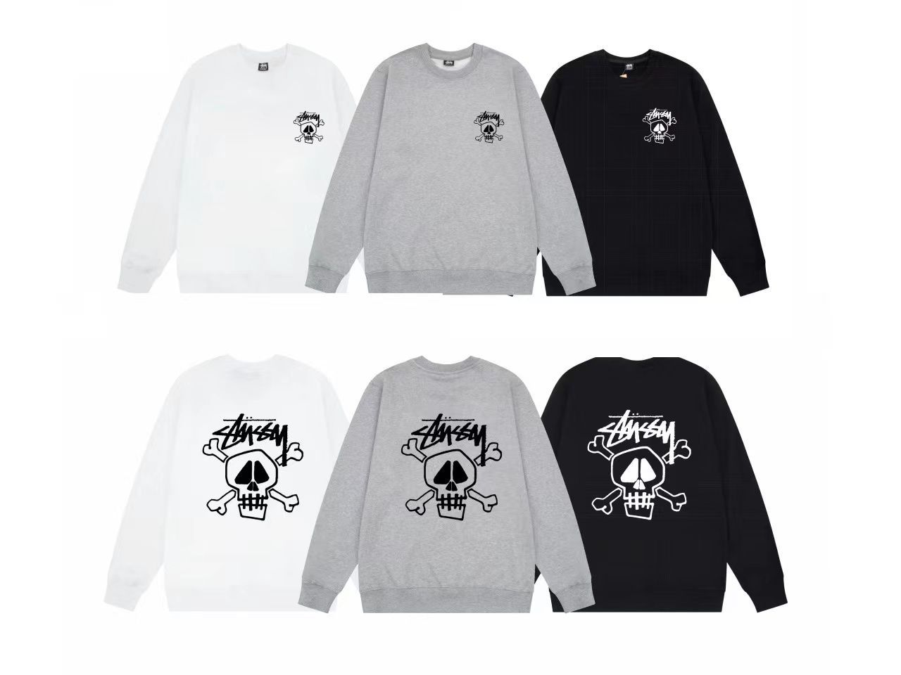 STUSSY ステューシー スカルプリントのクルーネックセーター