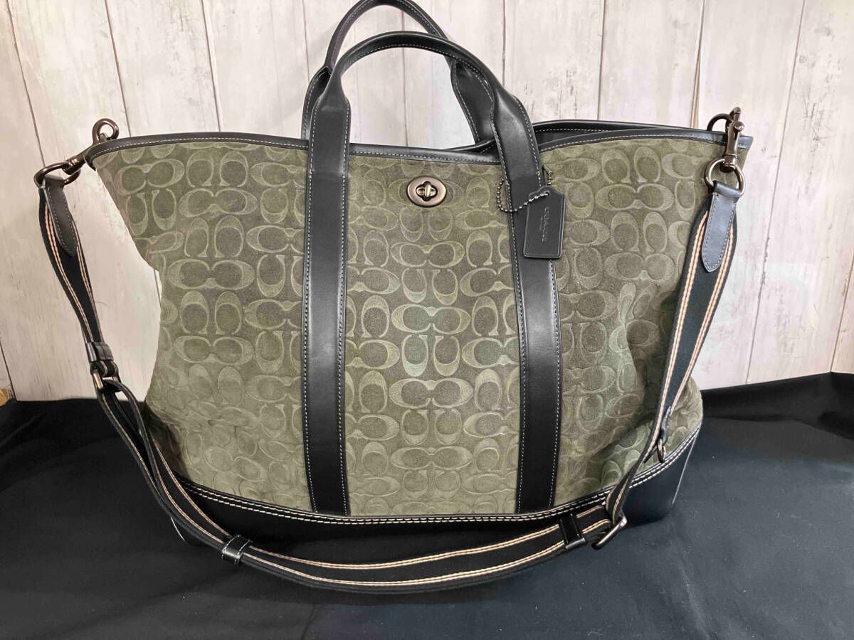 COACH コーチ 2WAY シグネチャー スエード CC101 ショルダーバッグ ターンロック グリーン