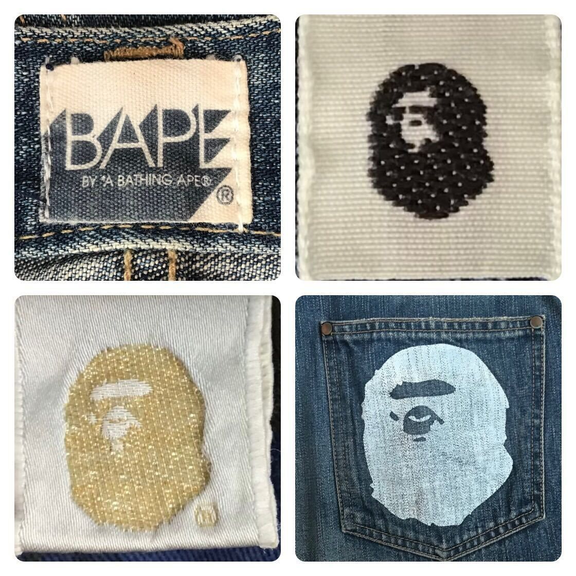 APE HEAD Denim Pants Lサイズ a bathing ape BAPE デニム エイプ ベイプ アベイシングエイプ jeans ジーンズ NIGO