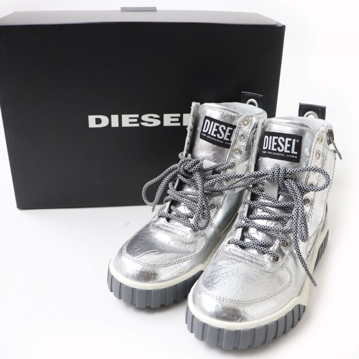 未使用品☆DIESEL ディーゼル S-RUA MID W サイドジップ レースアップ 