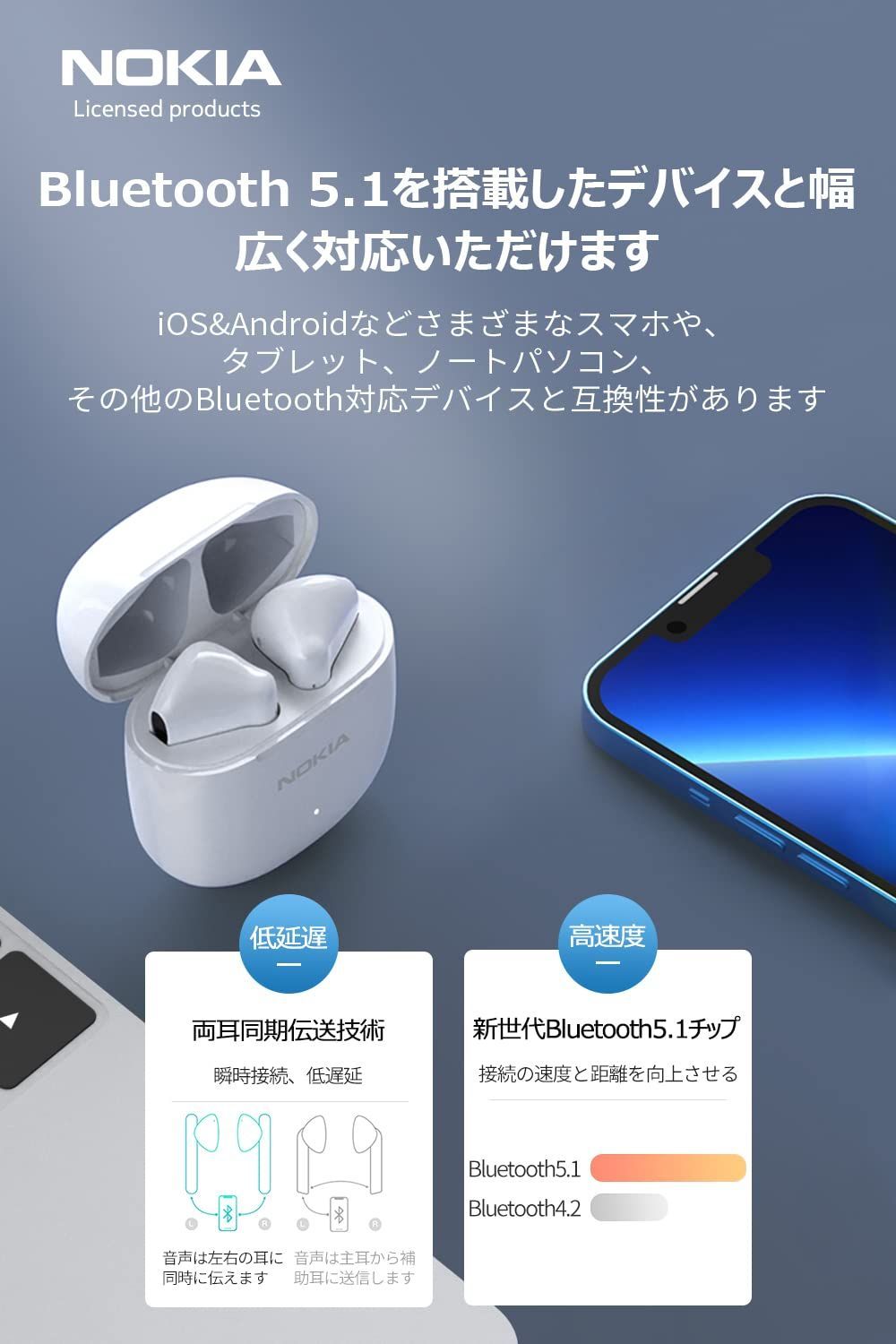 ノキア(Nokia) Essential E3103【ワイヤレスイヤホン Bluetooth 5.1