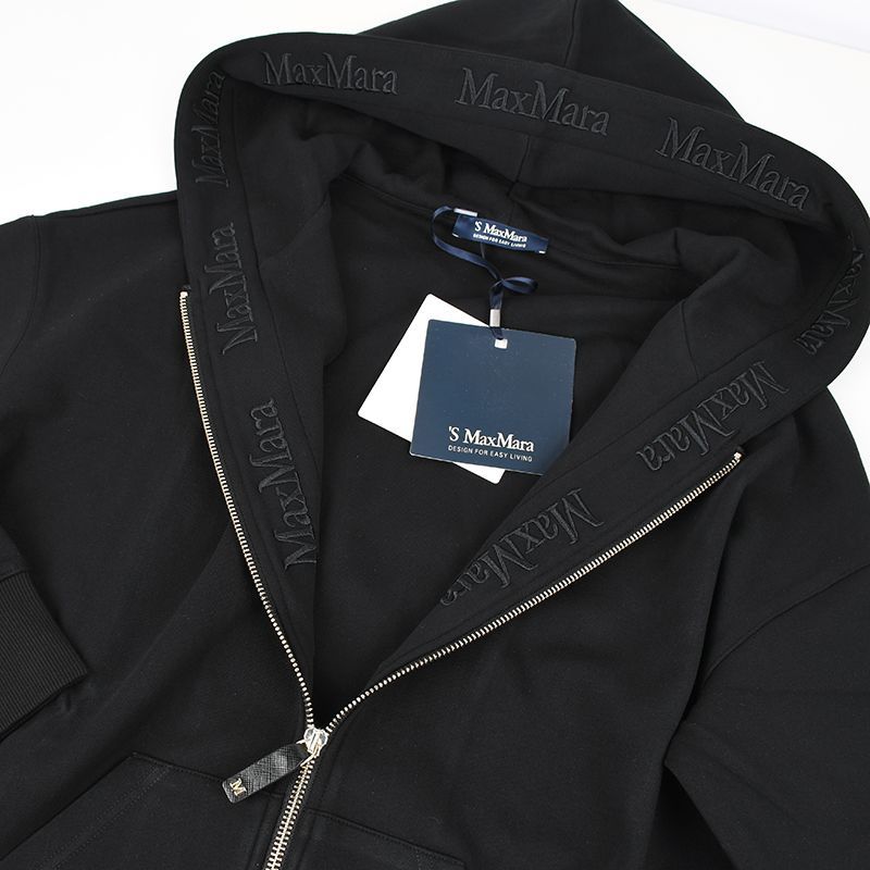 新品同様！MaxMara ブラック フルジップ パーカー S Max Mara エス マックスマーラ DOPPIA ブラックジップフーディ