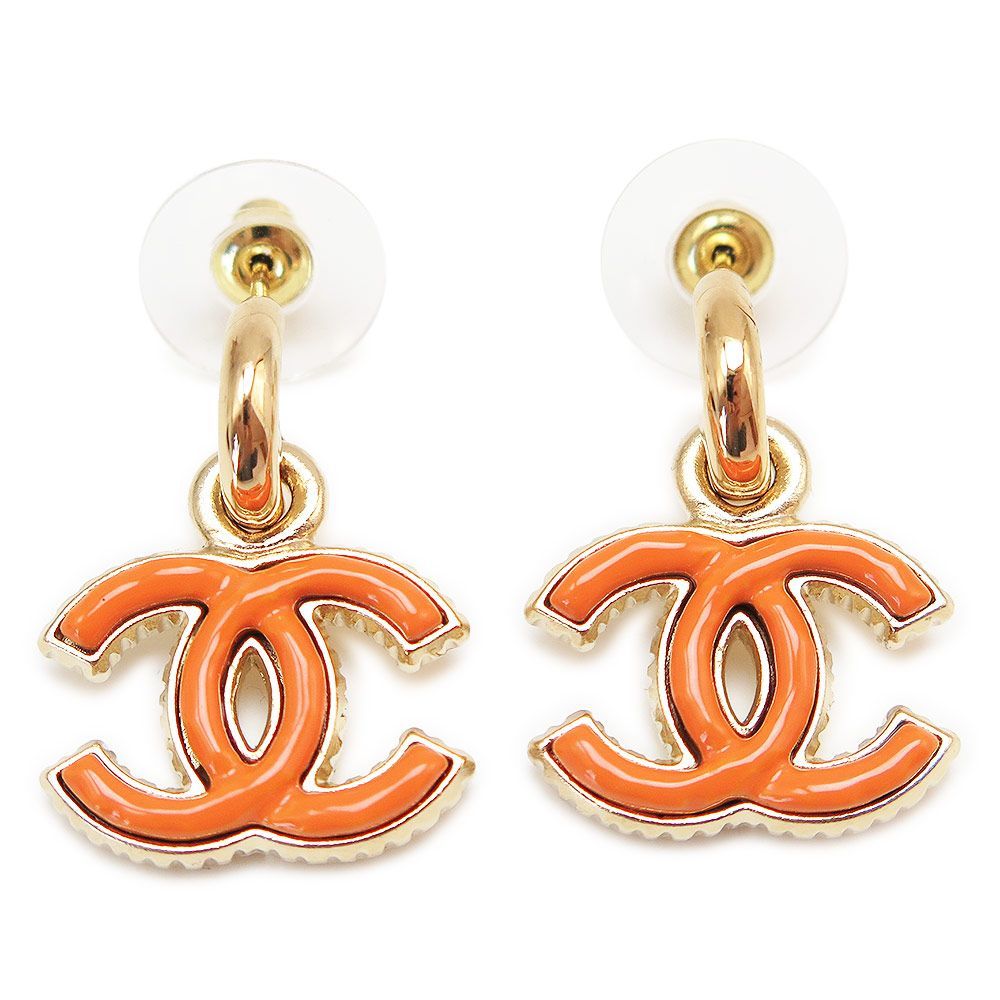 シャネル ピアス レディース スタッドピアス アクセサリー ココマーク CCマーク ゴールド＋オレンジ CHANEL ABB231