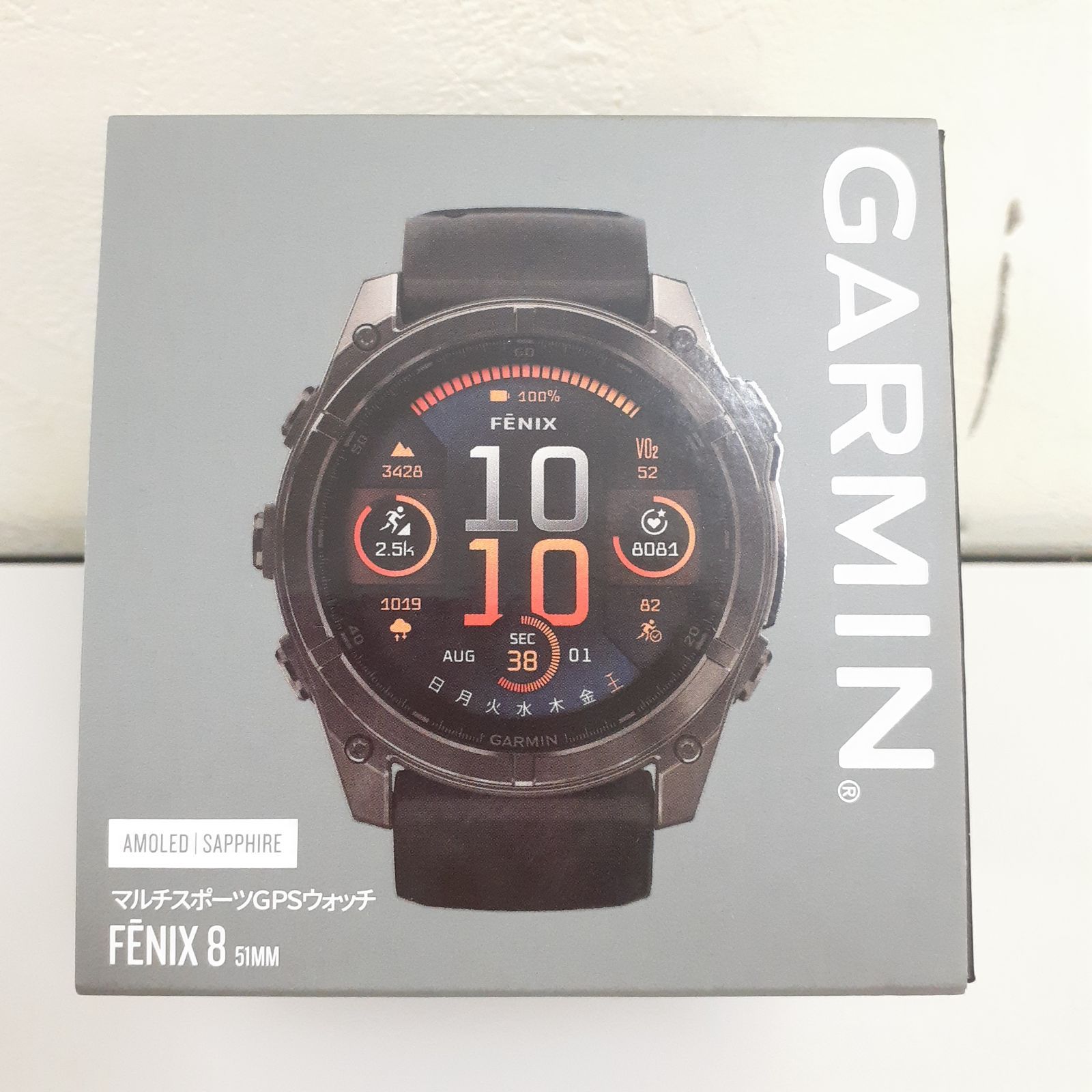 三沢店70-17-0810 GARMIN マルチスポーツGPSウォッチ FENIX8 51MM ガーミン GARMIN fenix 8 AMOLED 51mm Ti Carbon Gray DLC Black 010-02905-62