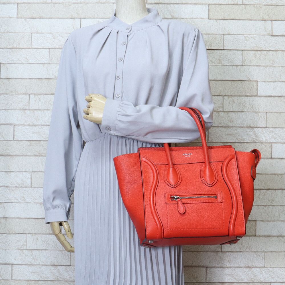 CELINE(セリーヌ) ハンドバッグ ラゲージミニ 黒×ブルー×レッド レザー  