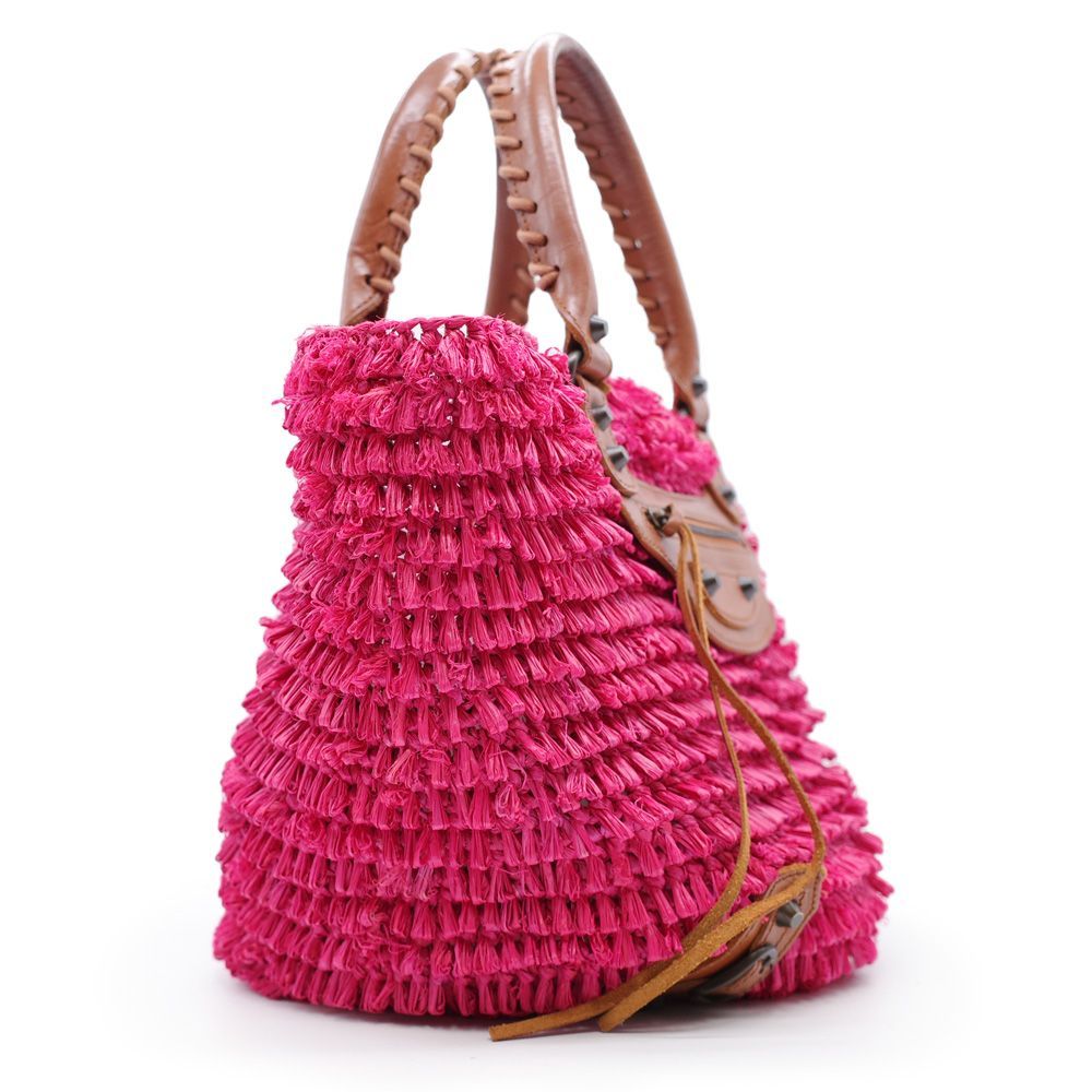 バレンシアガ   ストロー かごバッグ トートバッグ ラージ ピンク 楽天市場】【バッグ】BALENCIAGA バレンシアガ レザー ストロー