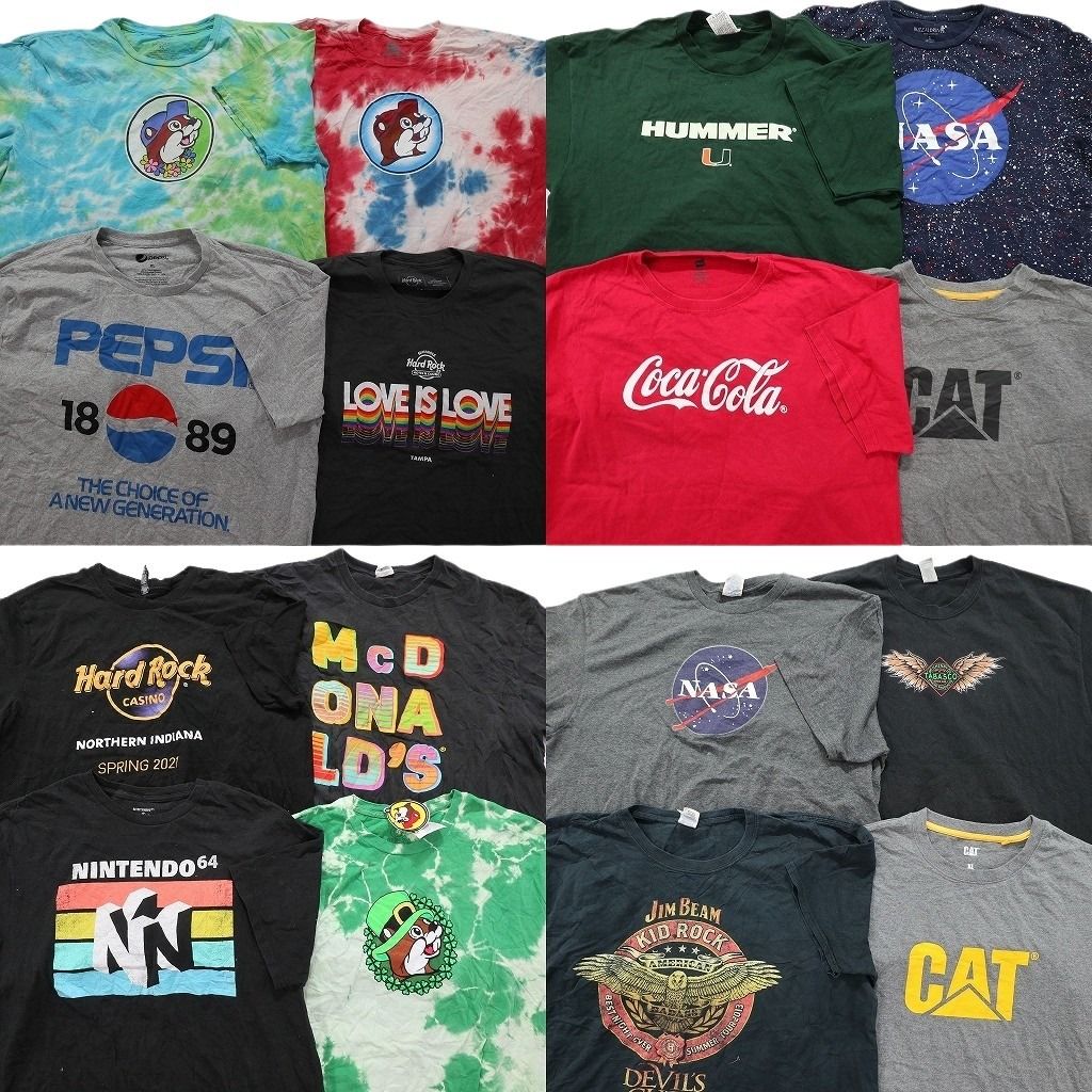 古着卸 有名企業 半袖Tシャツ 16枚セット メンズ XL バッキーズ ハードロックカフェ ニンテンドー 古着 NA0762