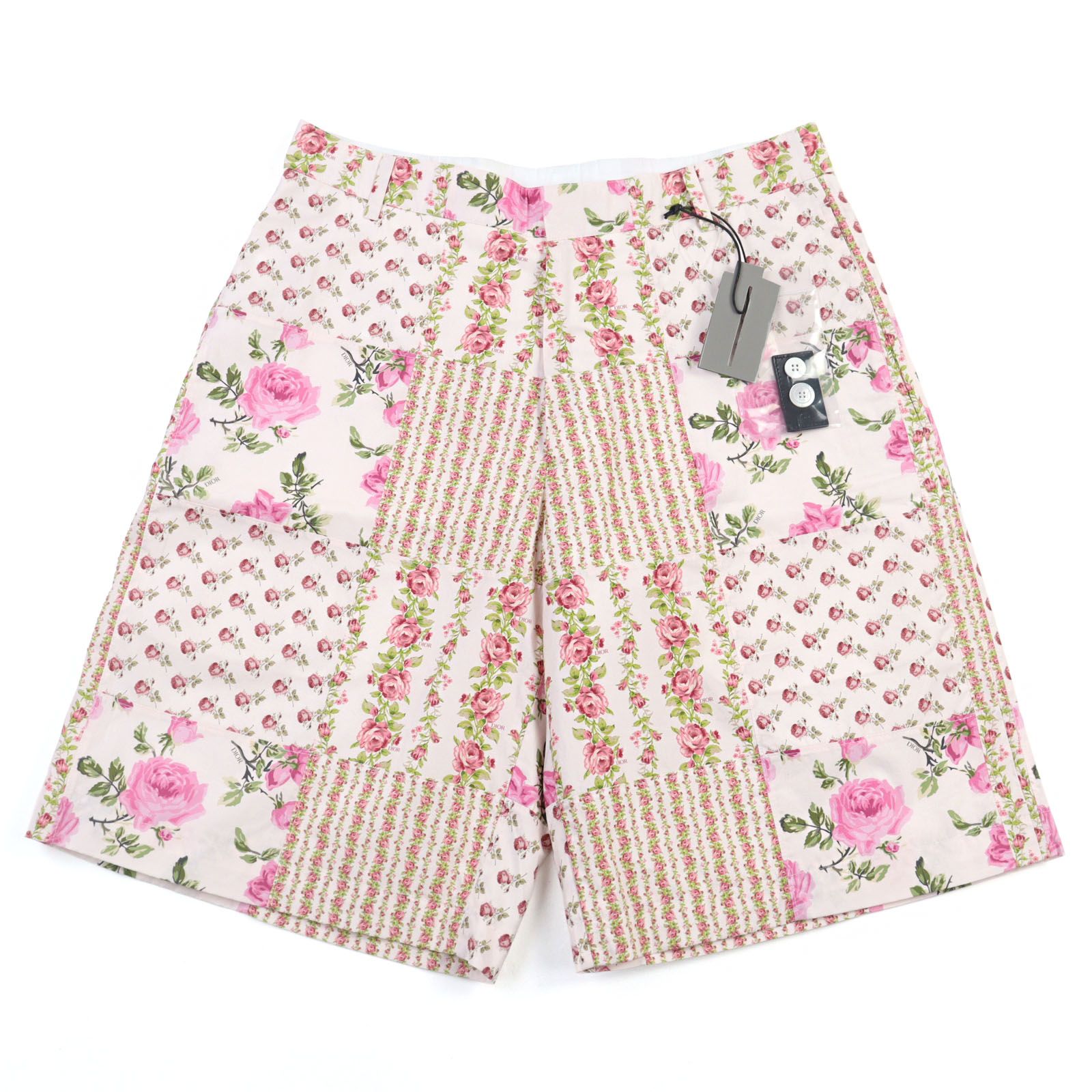 ♥品○DIOR ディオール オム 293C170B5680 ロゴ入り パッチワーク フローラル 花柄 ハーフパンツ ショートパンツ マルチカラー 46 イタリア製 正規品 メンズ