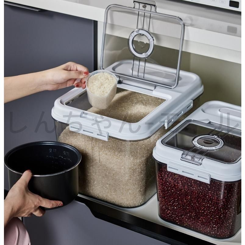 米びつ ライスディスペンサー 米入れ 計量カップ付貯蔵容器 木製 ガラス ライス貯蔵タンク お米ケース お米保存容器 お米入れ 密閉 防湿 米びつ ライスディスペンサー 米入れ 計量カップ付貯蔵容器 木製