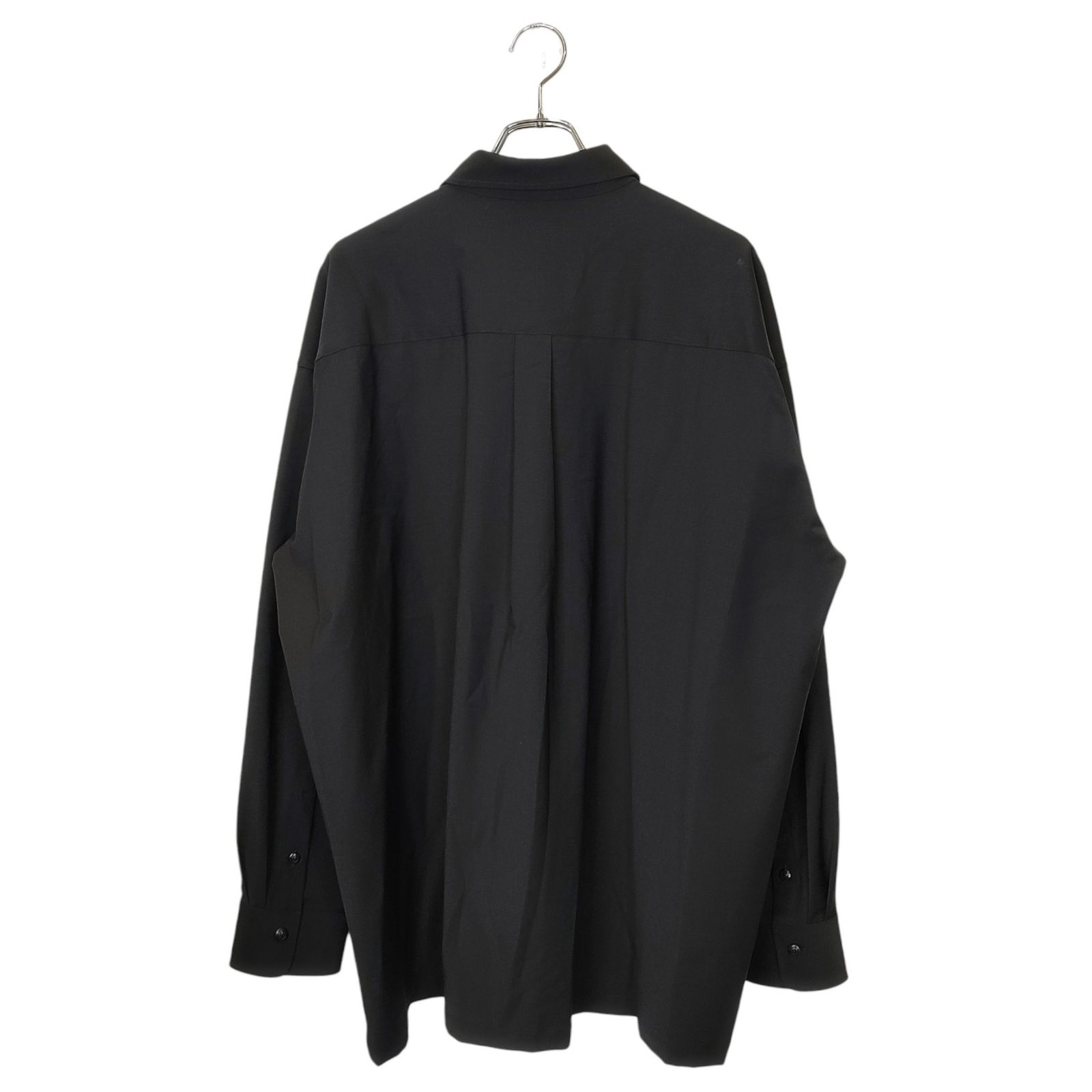 1PIU1UGUALE3 ウノピゥウノウグァーレトレ BIG TRO SHIRTS オーバーサイズ ウール 長袖 シャツ MRS176 WOL161 8 XXXL ブラック メンズ