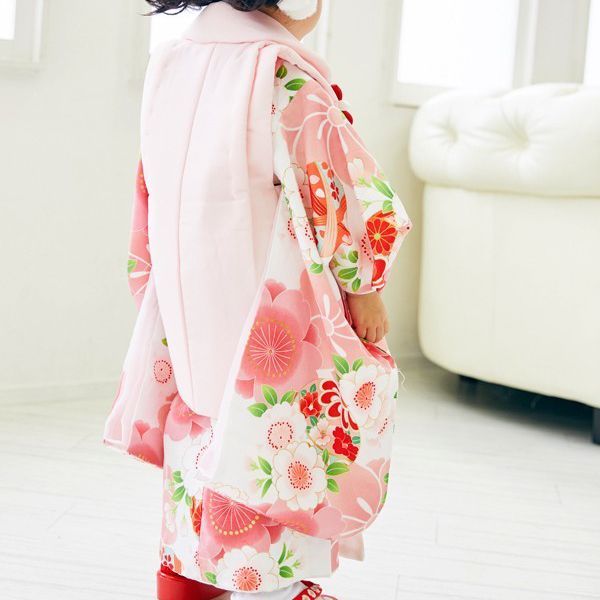 七五三 3才着物被布セット「花ひめ」9点セット【まり-2】着物:白