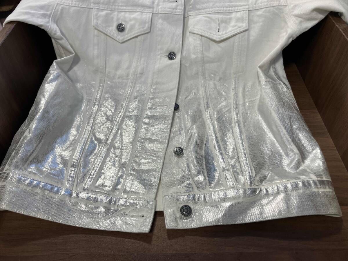 MECRE メクル 箔デニム ホワイト 2222401035-0 Gジャン(デニム