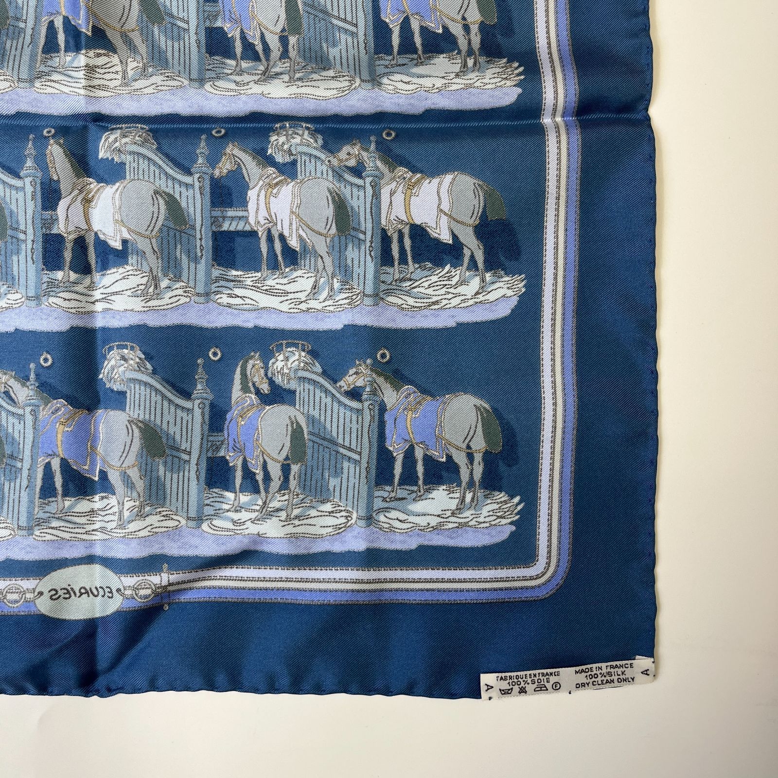 中古】HERMES エルメス スカーフ シルク ブルー ヴィンテージ 
