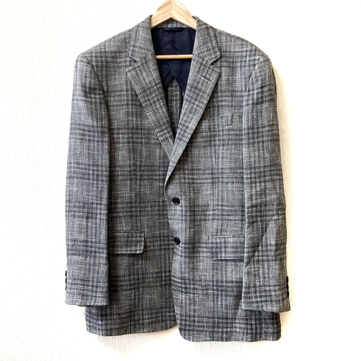 Ermenegildo Zegna(エルメネジルド ゼニア) ジャケット サイズ98AB6 メンズ美品 - ダークグレー×グレー×白  長袖/チェック柄/春/秋 - メルカリ