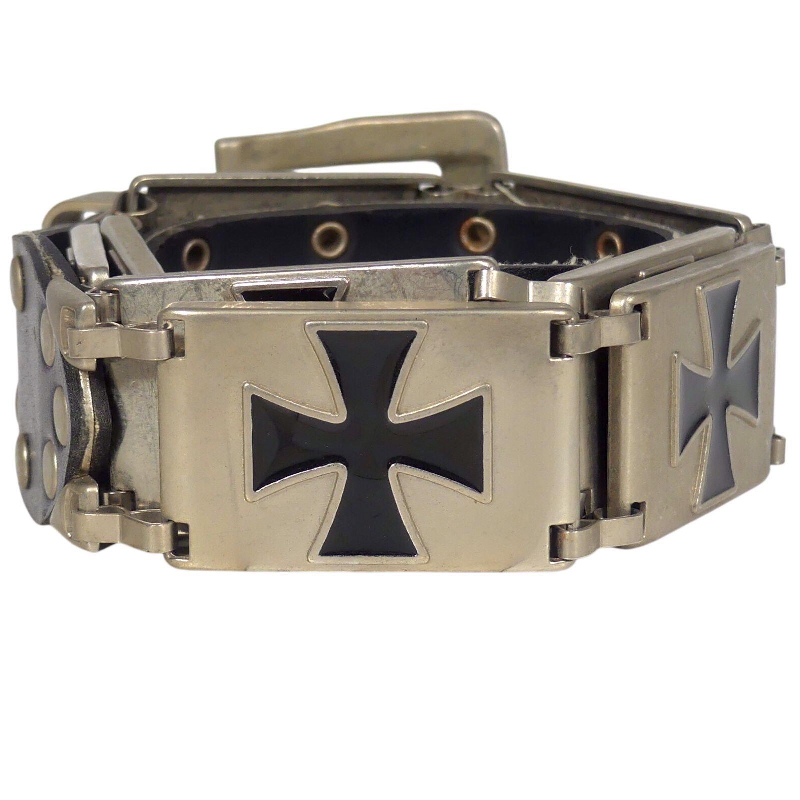 メタルベルト アイアンクロス装飾 ベルト L 十字架 パンク ロック