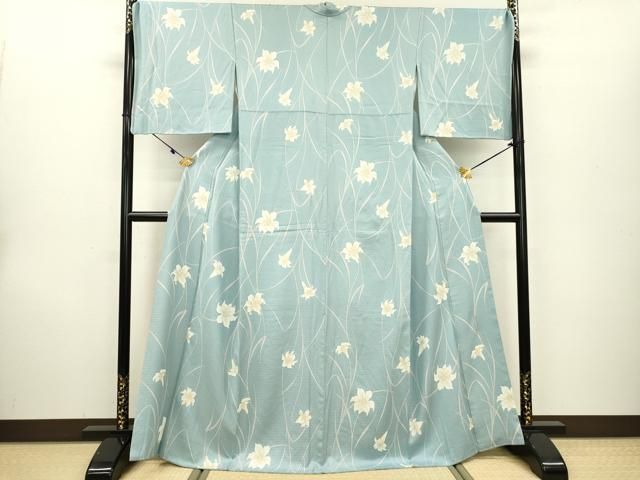 平和屋着物●華道家　假屋崎省吾プロデュース　きものの世界　小紋　舞花文　百合　正絹　逸品　DAAU9876fe 平和屋着物○華道家 假屋崎省吾プロデュース きものの世界 小紋 舞花文