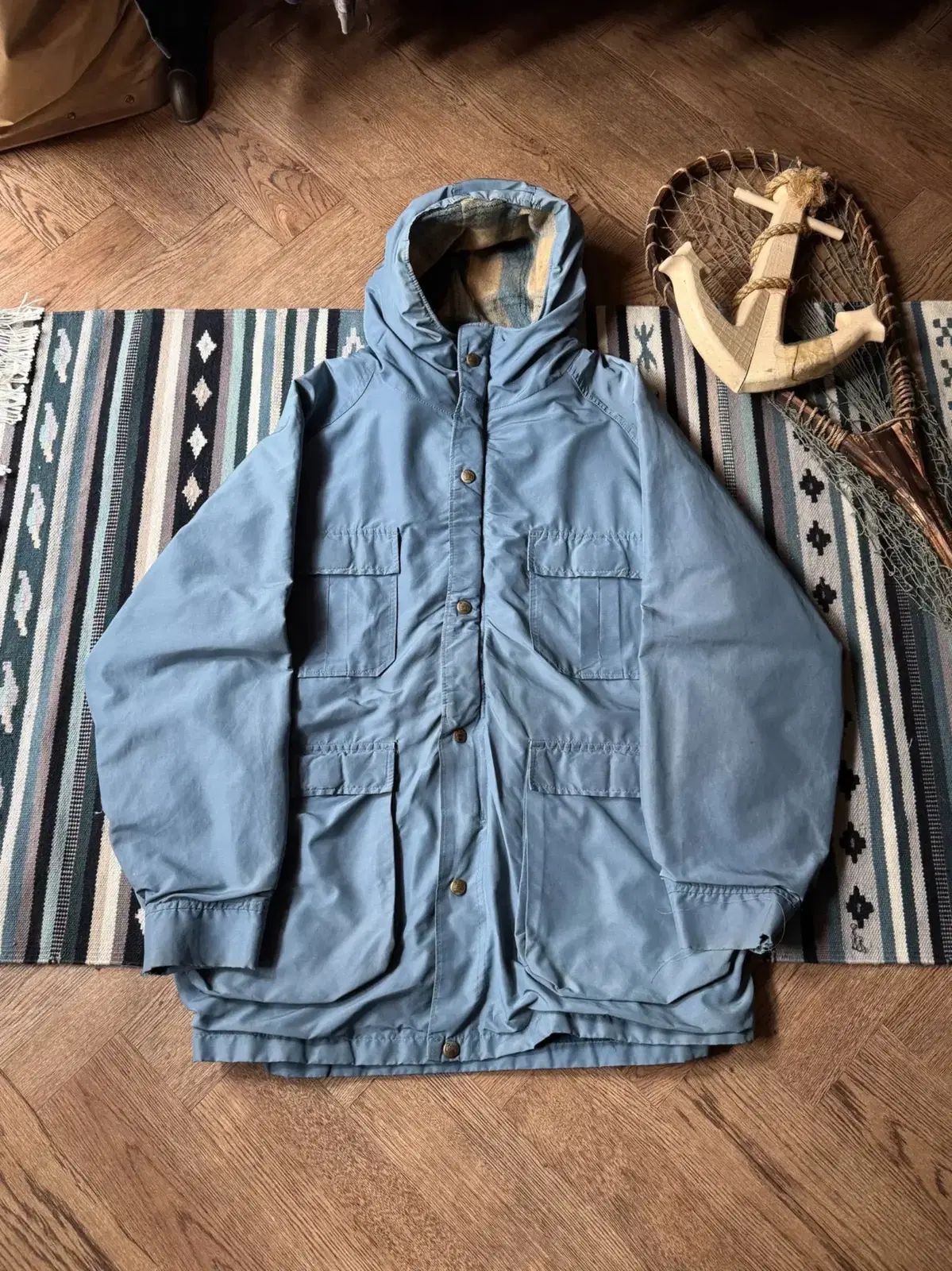 L 80 ' s WOOLRICH(ウールリッチ) USA ビンテージブルー マウンテン パーカー