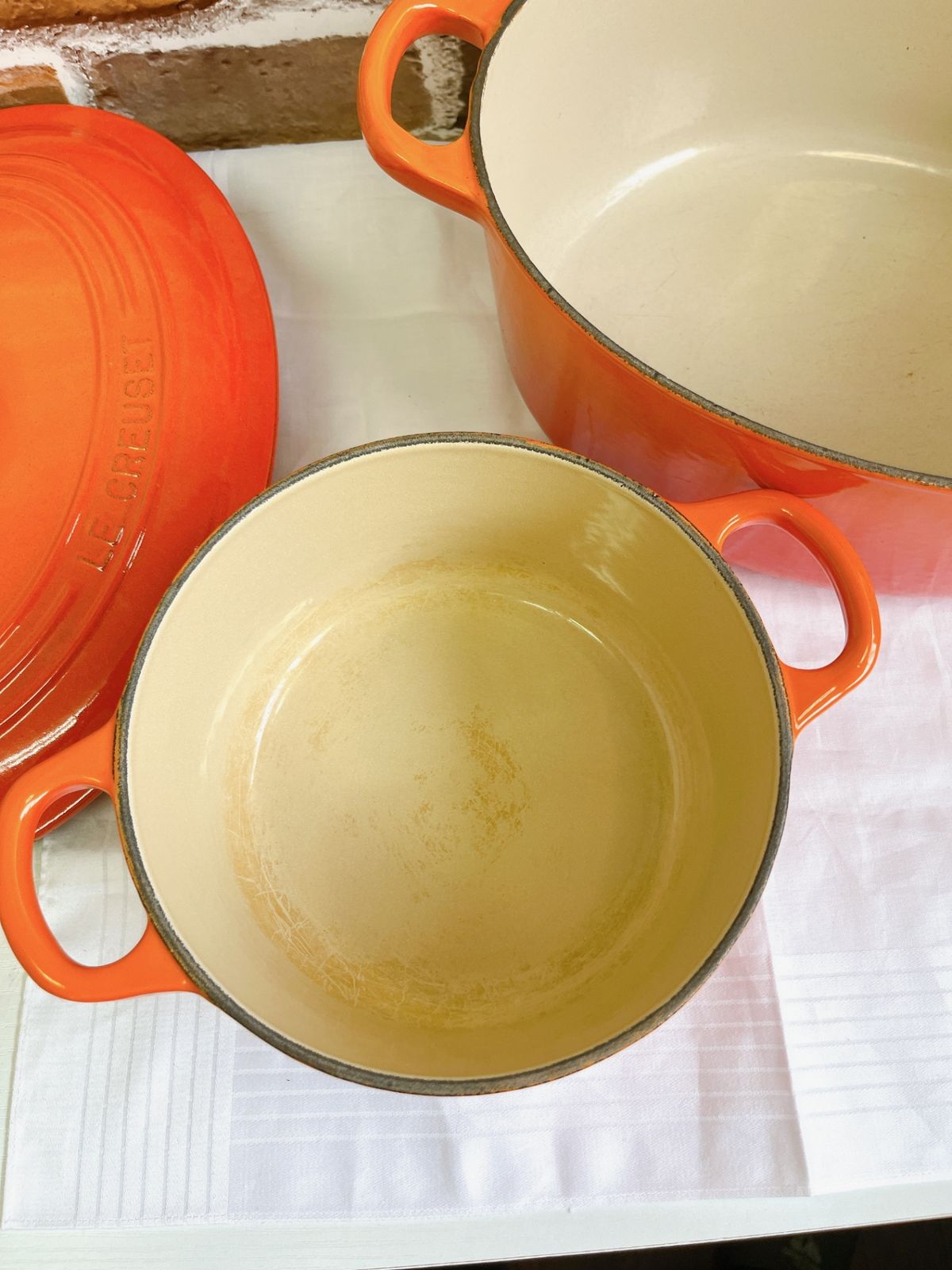 LE CREUSET/ルクルーゼ　ココットオーバル＆ココットロンド　27cm＆16㎝セット　オレンジ